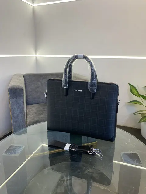 Prada black Professionauldouble zip and back zip laptop bag