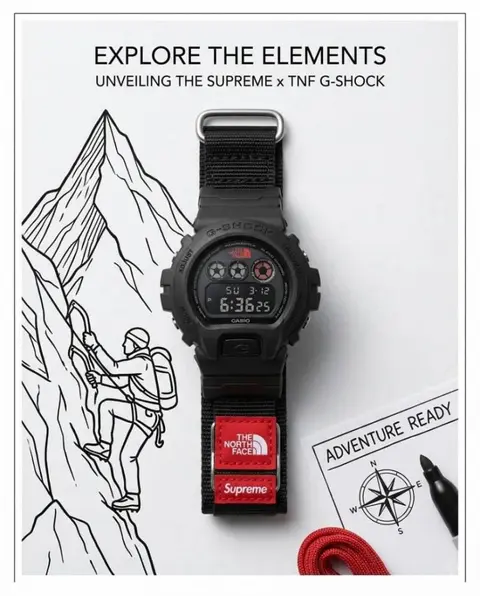 Casio G Shock x Supreme x Special Editio n full black and red