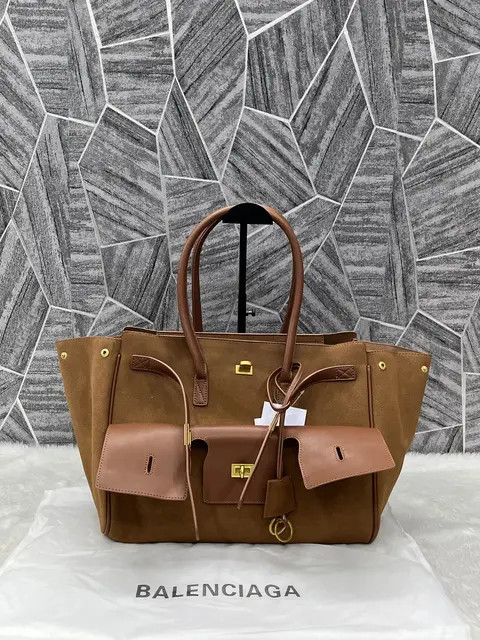Balenciaga Bel Air Suede Tan CarryAll Tote Premium With Dust Cover