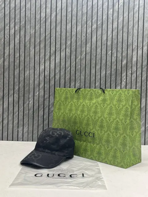 Gucci GG Big Side Logo Monogram Black Premium Unisex Cap With Brand Polly And Carry Bag