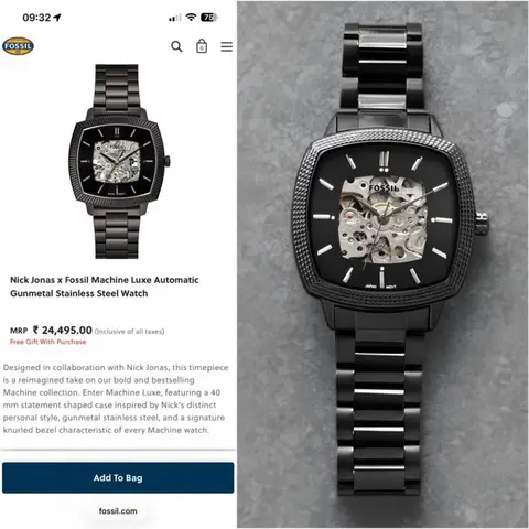 Fossil x Nick Jonas Machine Luxe Automatic full black