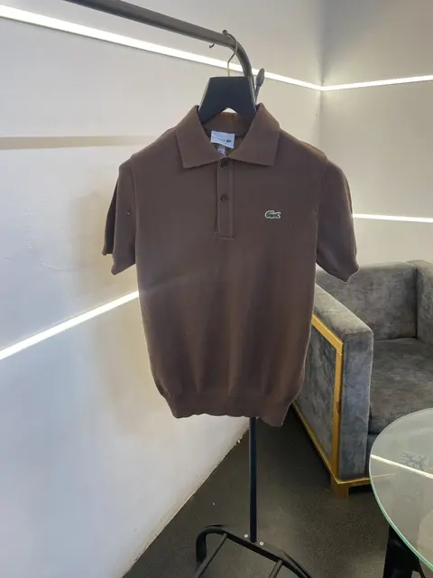 Lacoste Old money knitted fabric imported polo tshirt brown