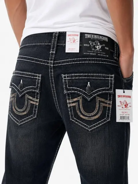 True Religion White Shade Straight fit Premium Imported Stretchable Lycra Fabric Denim with Back Pocket Embroidered Design 4176