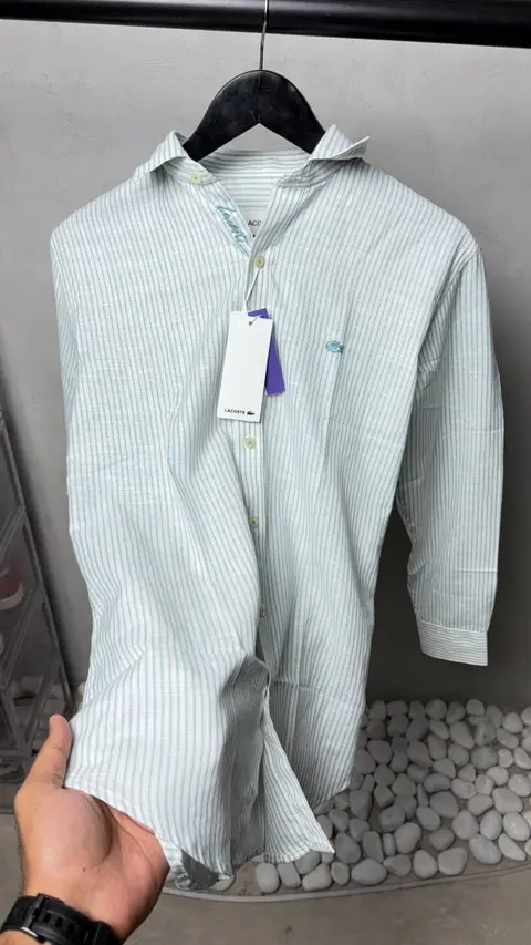 Lacoste Premium Stripe Linen Shirt. 2896