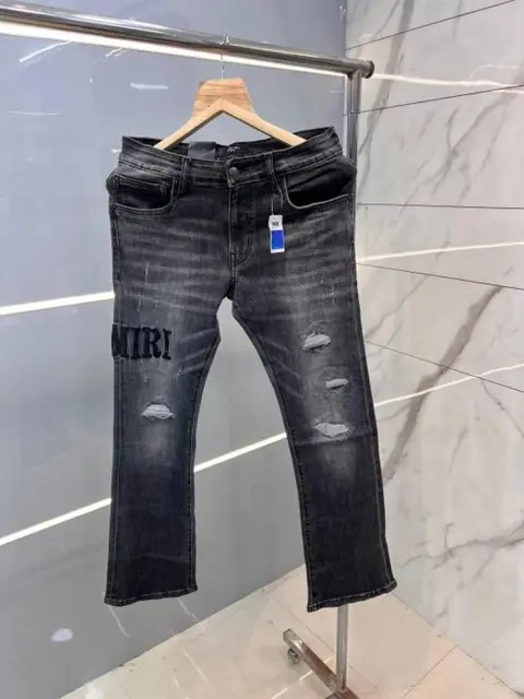 Amiri Light Shade Premium Imported Boot Cut Denim with Embroidered Logo 2402