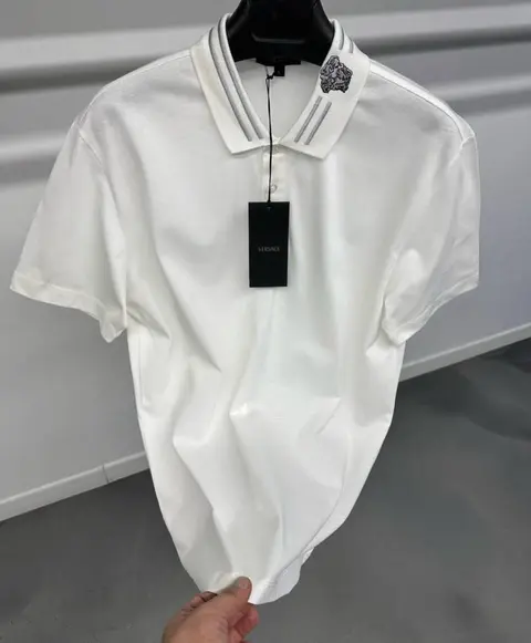 Versace Premium Collar Embroidered Polo white