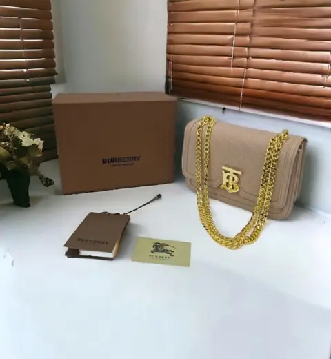 Burberry TB Monogram Shoulder Bag With OG Box & Dust Bag (Khaki-789)
