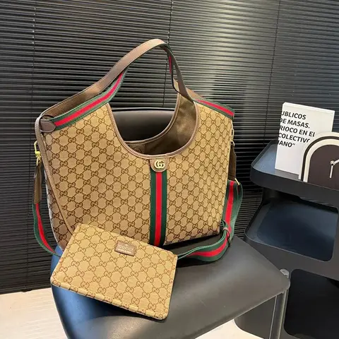 Gucci GG Giglio Supreme Premium Large Tote Bag With Dust Bag (Brown - 1147)
