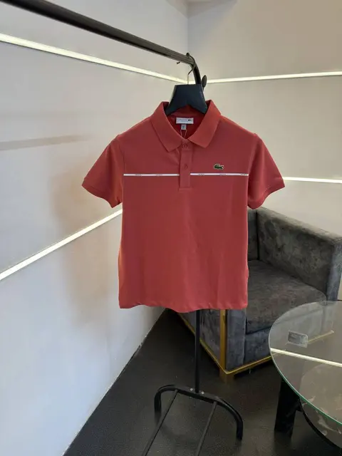 Lacoste luxury imported polo tshirt dark pink