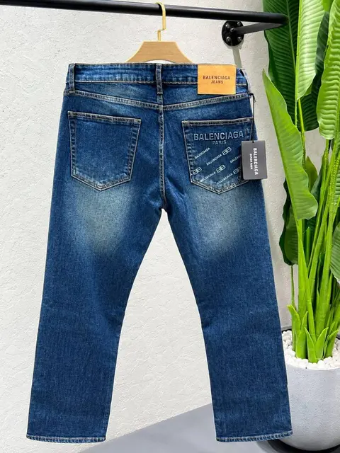 Balenciaga Green Shade Straight fit Premium Imported Fabric Denim with Back Pocket Emboss Logo 4591