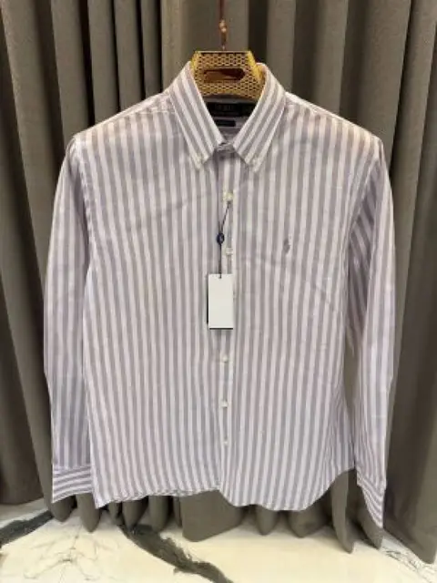Ralph Lauren Chest Logo Lining Full Sleeves Shirt Purple