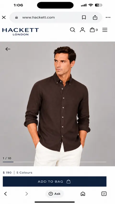 Hackett Chest Logo Full Sleeves Shirt Dark Brown
