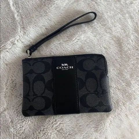 Coach W1 Corner Zip Wristlet Signature With OriginalBox DustCover