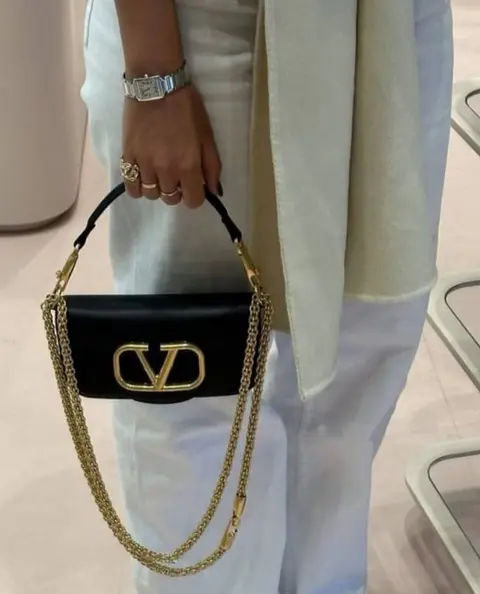 Valentino V Lock Black Small Shoulder Bag With Original Box