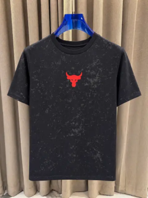 Ua Middle Brand Logo Round Neck T-shirt Black