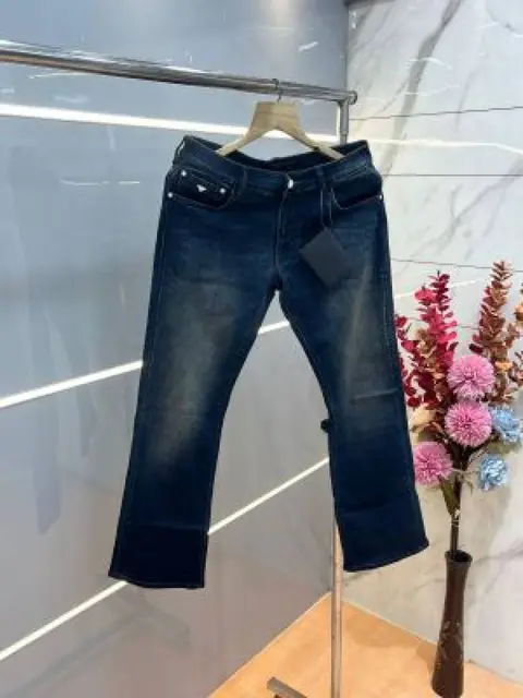 Prada Green Shade Boot Cut Premium Imported Stretchable Lycra Fabric Denim with Patch Logo 3761