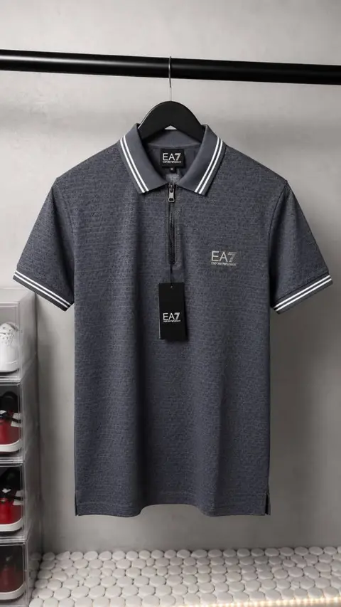 EA7 Empori o Arma Monogram Zip Polo T-Shirt With OG Box Packaging 1392