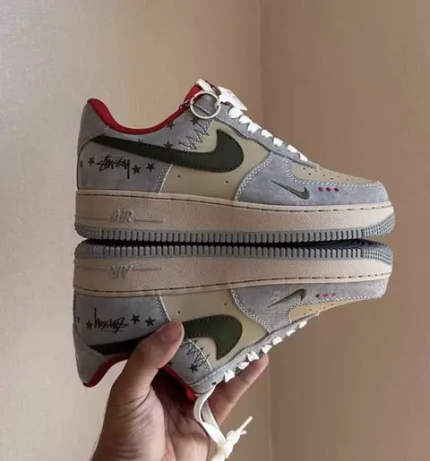 Stussy x Nikke Air Force 1 Grey Red