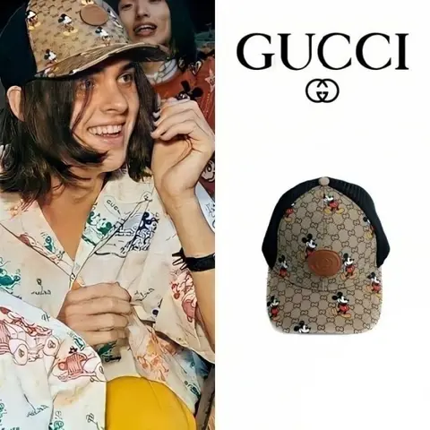 Gucci GG Beige Mickey Mouse Front Logo Edition Premium Unisex Cap (With Box) 715