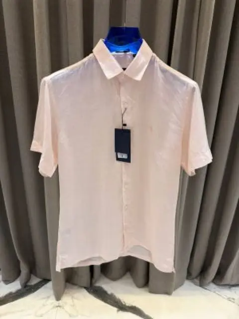Hackett Chest Logo Half Linen Shirts Pink