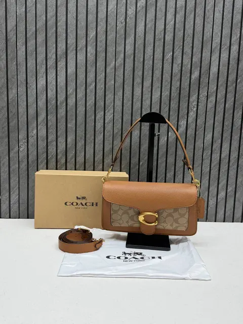 Coach Tabby 26 Brown-Mono Shoulder Crossbody Bag With Original Box 2 Belt (Short Long)