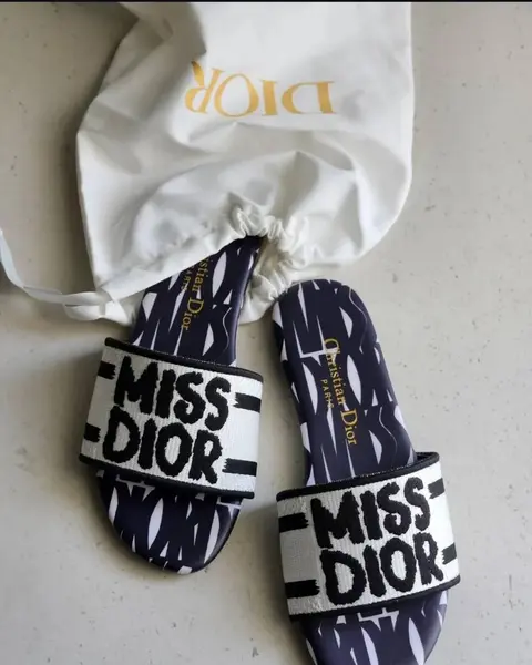 Dior Miss Diyor Deep Blue Dway Flats For Woman With Original Box Dustcover CarryBag And Accessories