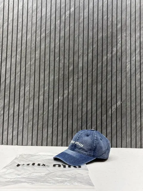 Miu Miu Denim Dark Blue Premium Unisex Cap With Original Zipper Polly Bag