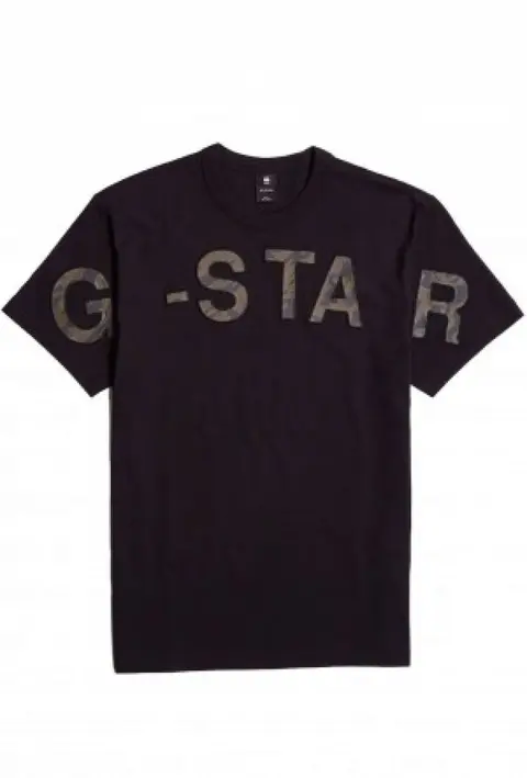 SALE G-staar Middle Brand Print Round Neck T-shirt Black