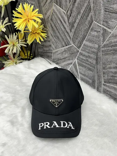 Prada Re Edition Double Front Logo Black Premium Unisex Cap (With Safety Box)