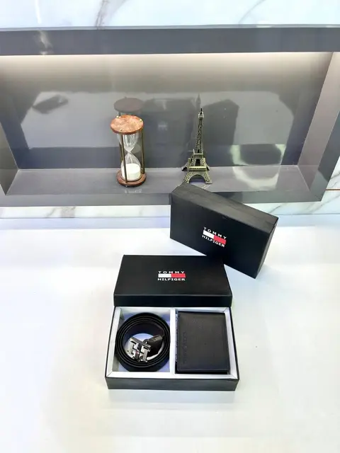 Tommy Hilfigar Black Wallet & Belt Combo Fa 391