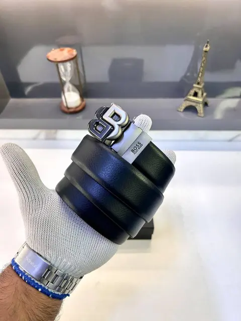 Boss Black Grey Reversible Belt Fa 762