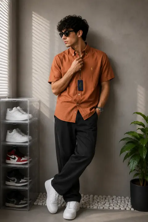 Ralph Laure n RL Premium Half Sleeves Linen Shirt 2217