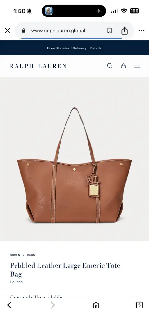 Ralph Lauren Pebbled Leather Large Emerie Tote