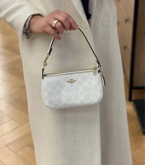 Coach Nolita 19 White Mono With OriginalBox DustCover ChainBelt PearlCharm