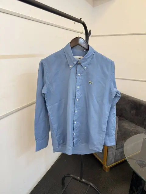 Lacoste blue pure linen fabric imported shirt