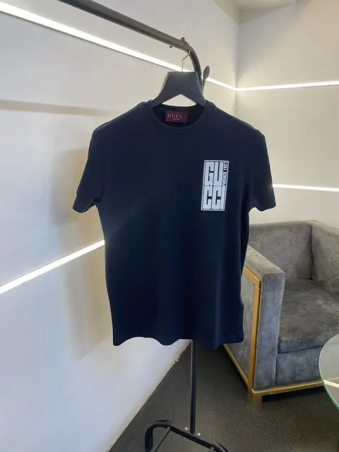 Gucci Round neck front and back print imported tshirt navy blue sale