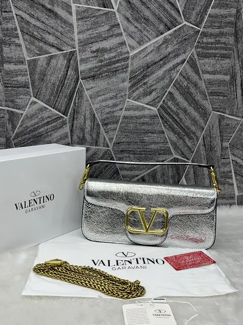 Valentino V Loco Silver Large Shoulder Bag With OriginalBox