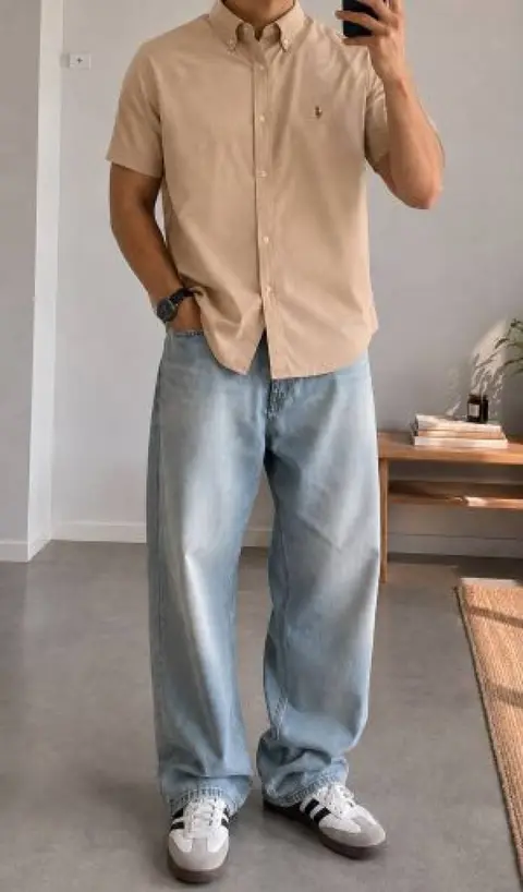 Ralph Lauren Chest Logo Half Sleeves Shirt Coffee
