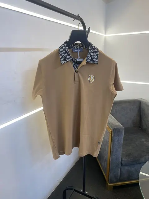 Christian Diyor jacquard collar turkish imported polo tshirt brown sale