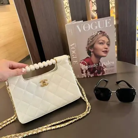 Chanel Pearl Classic Flap Shoulder Bag With OG Box & Dust Bag (White - 1161)