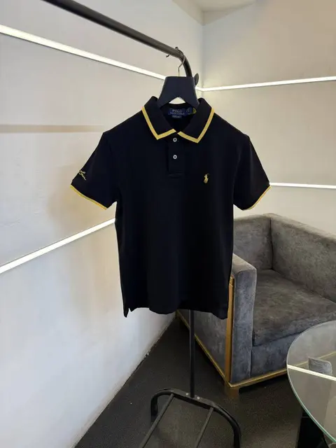 Ralph lauren imported embroidery logo polo tshirt black gold