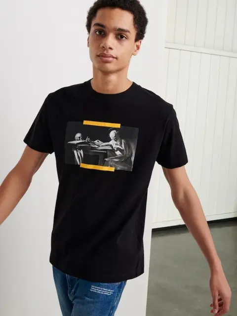 Of white navy graphics over size imported tshirt sale