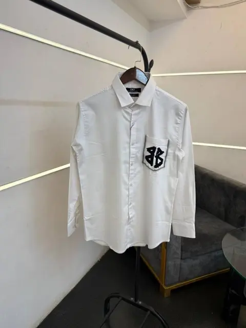 Balenciaagaa premium full sleeves diamond finish shirt white