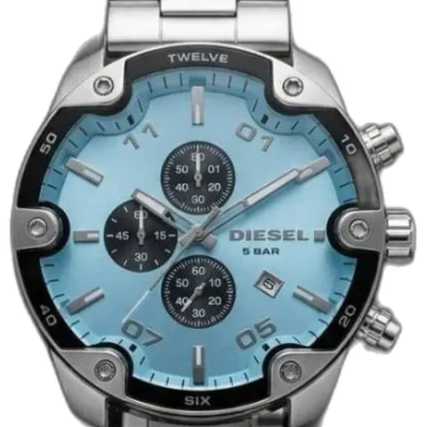 Diesel Spiked silver Sky Blue - dial close-up
