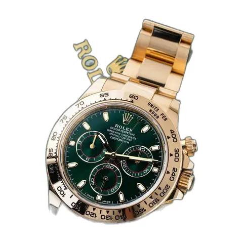 Rolex Oyster Perpetual Daytona Chosmograph Gold-Green - front view
