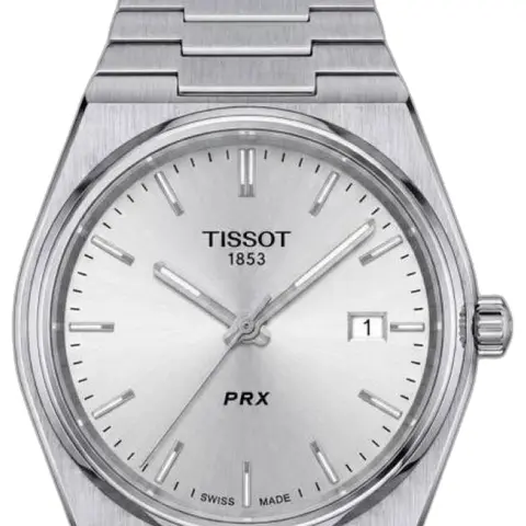 Tissot 1853 PRX Silver White Dial - dial close-up