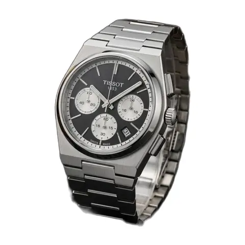 Tissot 1853 Prx Chronograph Steel Silver-Black - front view