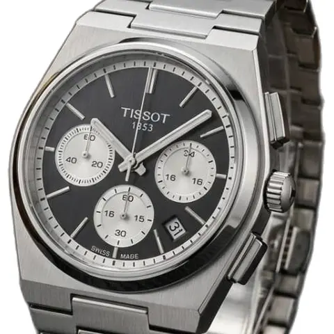 Tissot 1853 Prx Chronograph Steel Silver-Black - dial close-up