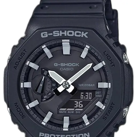 Casio g shock ga2100 black and white - dial close-up