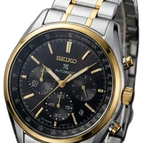 Seiko Prospex Chronograph 2 ton Silver-Black - dial close-up